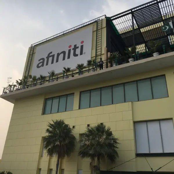 Closer view of afiniti office building in lahore
