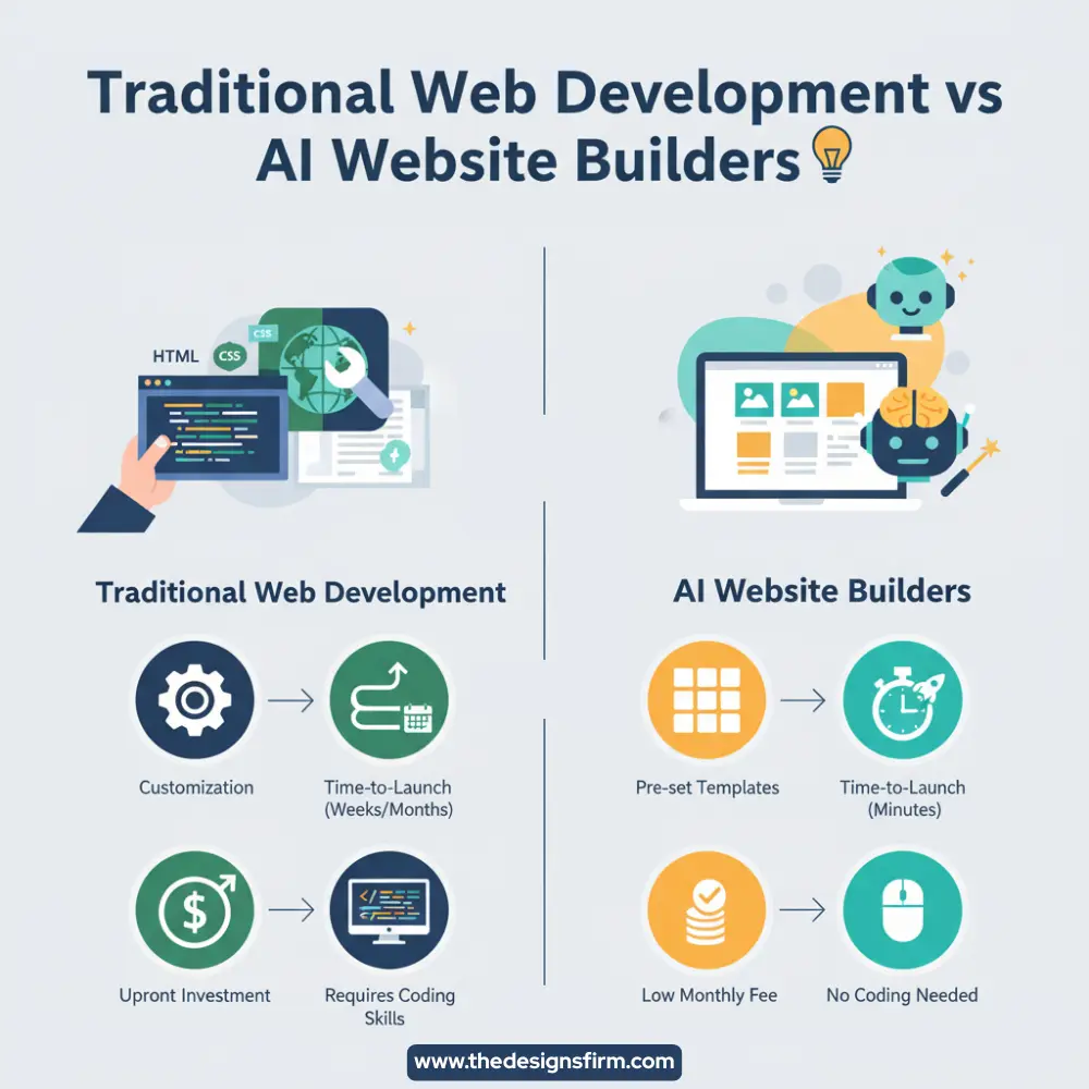 Differences between traditional website development and ai website builder