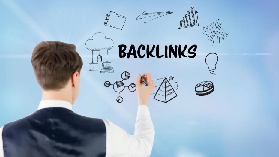 A man is writing backlinks on board showing Off-Page SEO