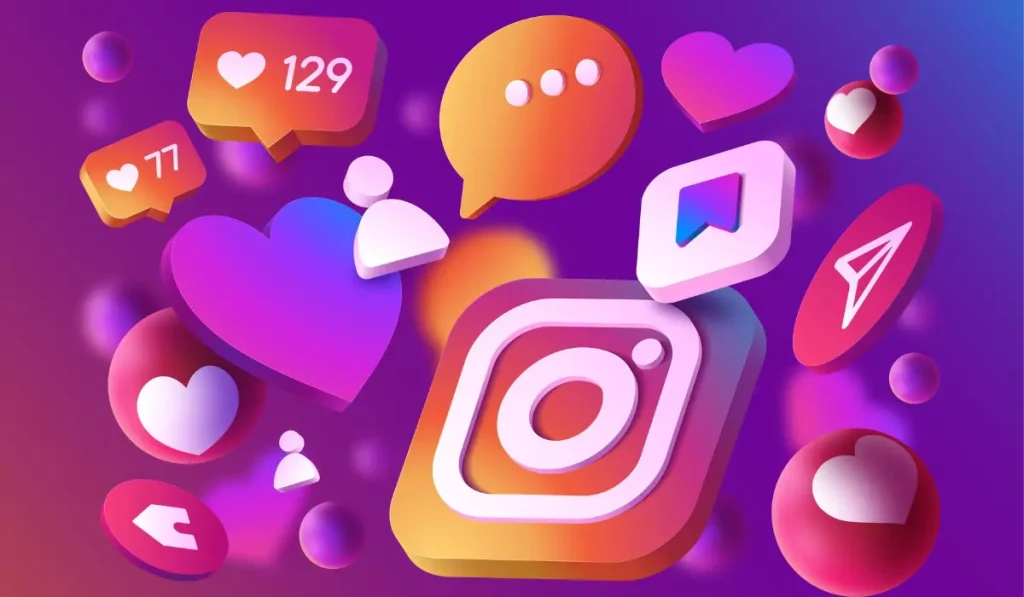 Instagram icon with social sharing icons showing post reach by useviral