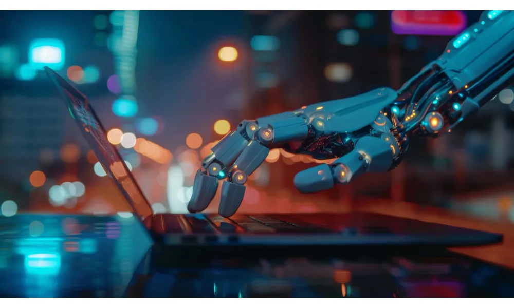 AI Robotic Hand and a Laptop